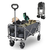 HAOYYE Garden Folding Cart with 600D Oxford Fabric, Heavy Duty Collapsible Utility Wagon with Steel Frame and Armrest, Space-Saving Flat Fold Design, Lightweight Storage Trolley for Outdoor Use